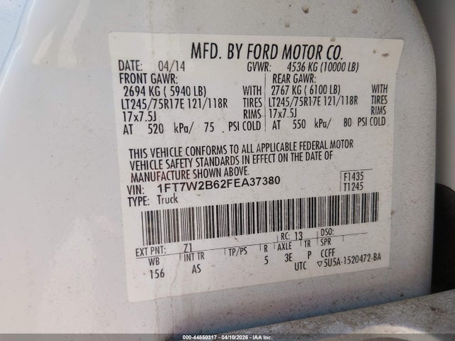 Ford F-250 Xl 2015 1FT7W2B62FEA37380 Image 9
