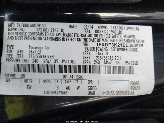 Ford FOCUS SE 2014 1FADP3K21EL350925 Image 9