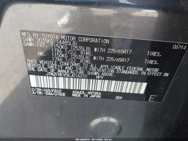 Продажа на аукционе авто 2014 Toyota Rav4 Le, vin: JTMZFREV5EJ016310, номер лота: 44850375