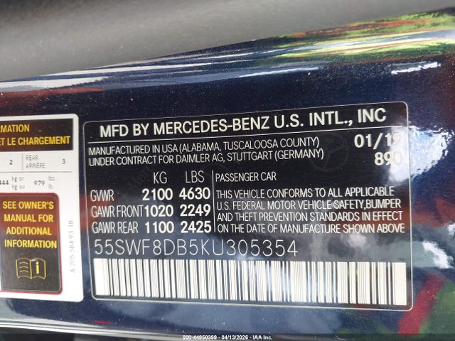 55SWF8DB5KU305354 Mercedes-Benz C 300