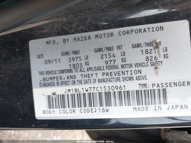 Aukcja sprzedaży 2012 Mazda Mazda3 I Grand Touring, vin: JM1BL1W77C1530961, numer aukcji: 44850405