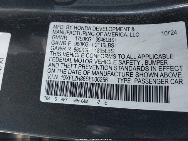 19XFL2H86SE006256 Honda Civic Sedan Sport