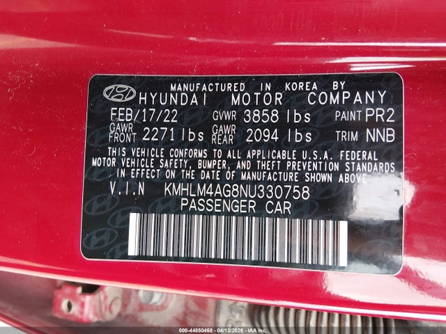 Hyundai ELANTRA SEL 2022 KMHLM4AG8NU330758 Image 9