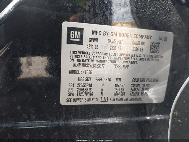 44850470 :رقم المزاد ، KL4MMBS27LB123877 vin ، 2020 Buick Encore Gx Fwd Preferred مزاد بيع