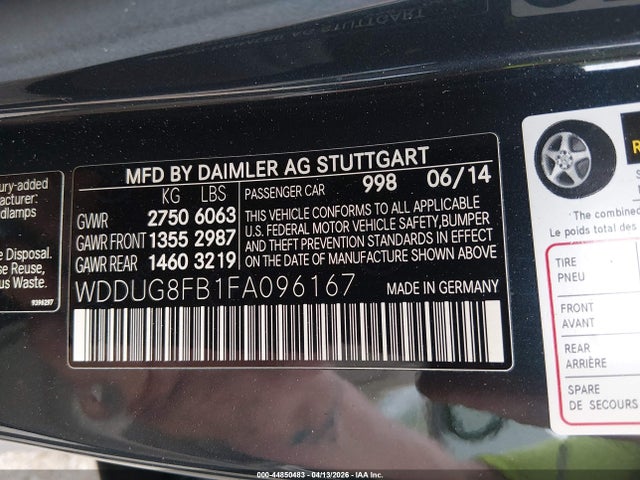 Aukcja sprzedaży 2015 Mercedes-benz S 550 4matic, vin: WDDUG8FB1FA096167, numer aukcji: 44850483