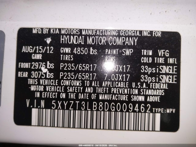 Продаж на аукціоні авто 2013 Hyundai Santa Fe Sport, vin: 5XYZT3LB8DG009462, номер лоту: 44850518