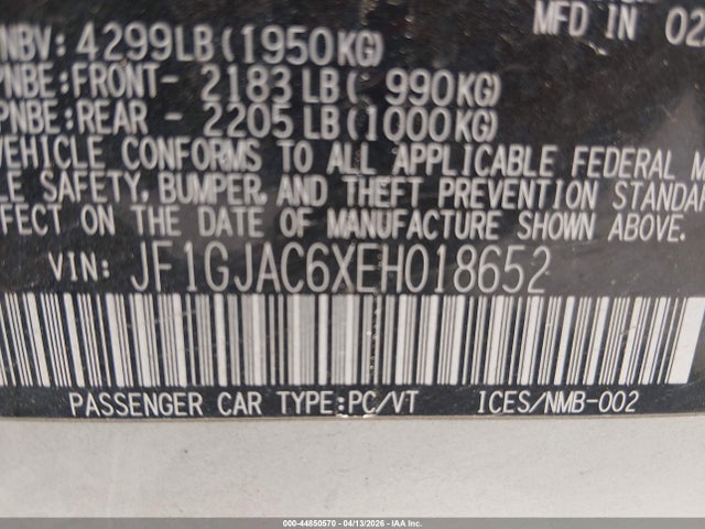 JF1GJAC6XEH018652 Subaru Impreza 2.0i Premium