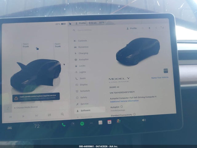 Aukcja sprzedaży 2025 Tesla Model Y Long Range Dual Motor Rear-wheel Drive, vin: 7SAYGDED4SF278571, numer aukcji: 44850661
