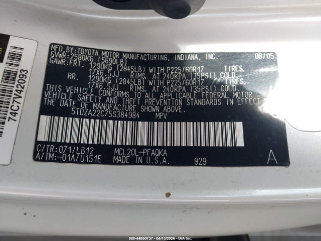 2005 TOYOTA SIENNA 5TDZA22C75S384984 Photo 8