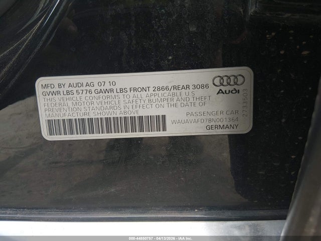 Aukcja sprzedaży 2011 Audi A8 4.2, vin: WAUAVAFD7BN001364, numer aukcji: 44850757