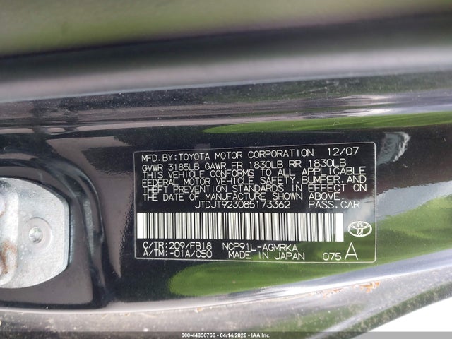2008 TOYOTA YARIS JTDJT923085173362 Photo 8