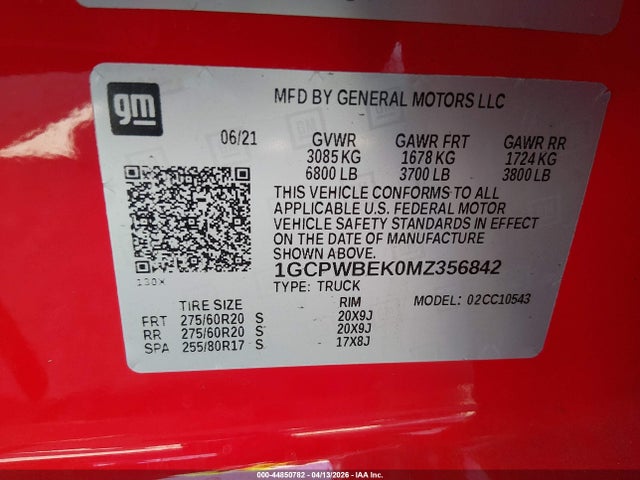 Продаж на аукціоні авто 2021 Chevrolet Silverado 1500 2wd  Short Bed Custom, vin: 1GCPWBEK0MZ356842, номер лоту: 44850782