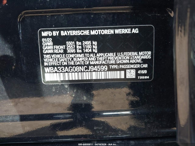 Продажа на аукционе авто 2022 Bmw 530e Xdrive, vin: WBA33AG08NCJ94599, номер лота: 44850811