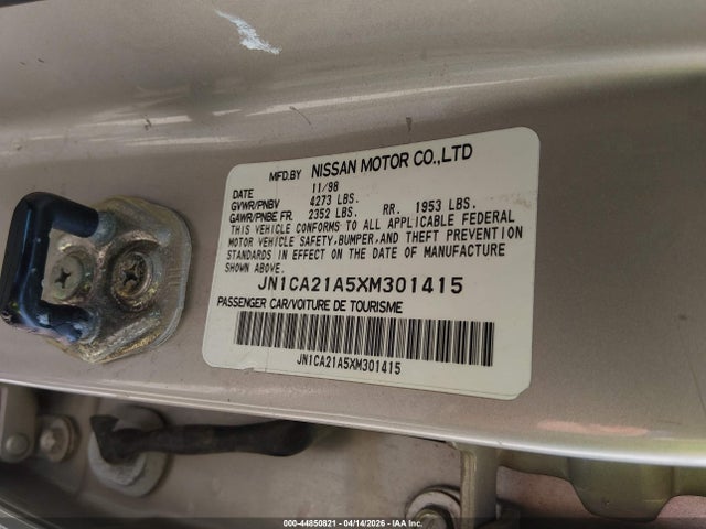 Aukcja sprzedaży 1999 Nissan Maxima Gle/gxe/se/se-l, vin: JN1CA21A5XM301415, numer aukcji: 44850821