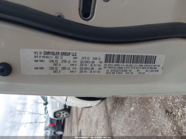 Продаж на аукціоні авто 2013 Dodge Journey Crew, vin: 3C4PDCDG7DT557668, номер лоту: 44850837