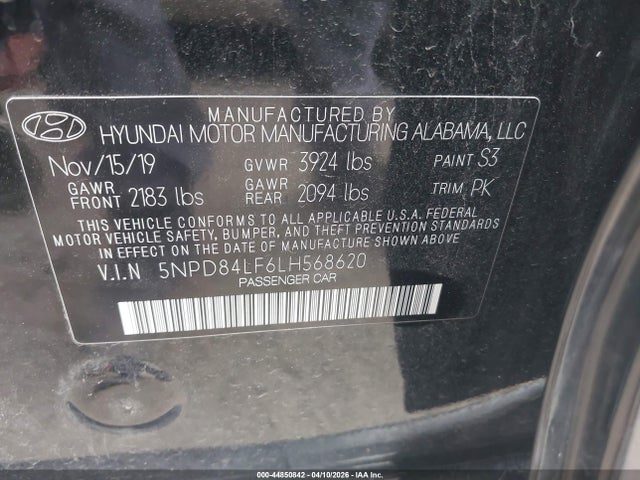 Продаж на аукціоні авто 2020 Hyundai Elantra Sel, vin: 5NPD84LF6LH568620, номер лоту: 44850842