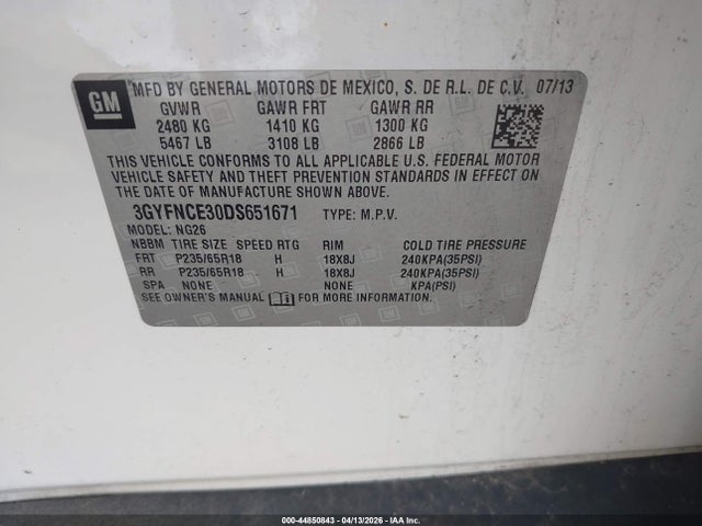 2013 CADILLAC SRX 3GYFNCE30DS651671 Photo 8