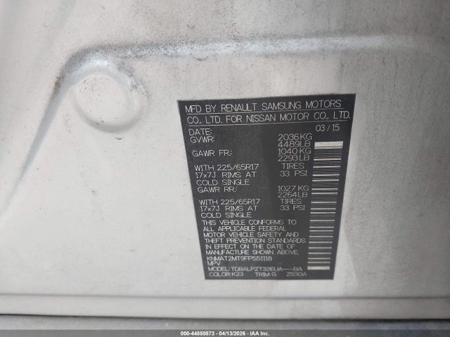 Продаж на аукціоні авто 2015 Nissan Rogue S, vin: KNMAT2MT9FP551118, номер лоту: 44850873