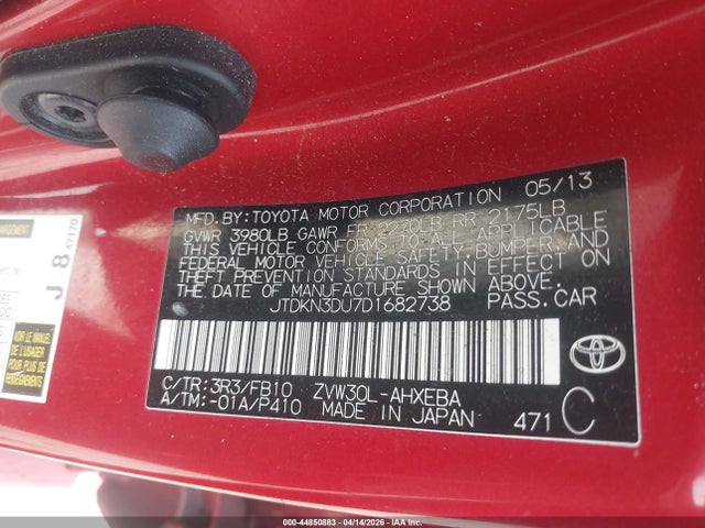 Продаж на аукціоні авто 2013 Toyota Prius Two, vin: JTDKN3DU7D1682738, номер лоту: 44850883