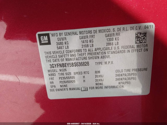 Продаж на аукціоні авто 2011 Cadillac Srx Performance Collection, vin: 3GYFNBEY5BS636828, номер лоту: 44850887