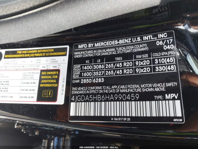 4JGDA5HB6HA990459 Mercedes-Benz Gle 350 4matic