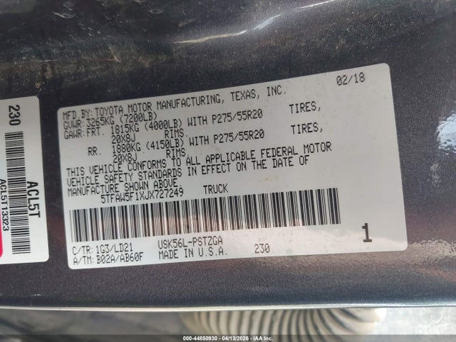 5TFAW5F1XJX727249 Toyota Tundra 1794 5.7l V8