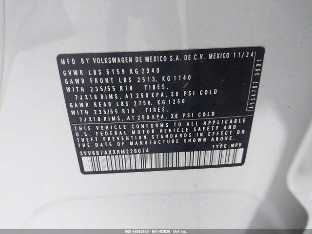 2024 VOLKSWAGEN TIGUAN 3VV6B7AXXRM228074 Photo 8