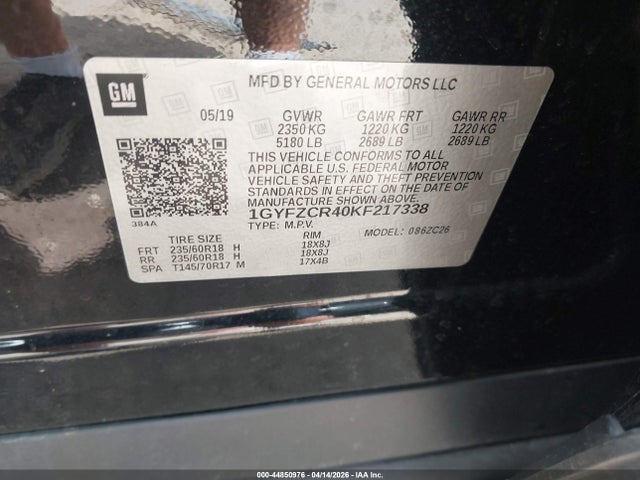 Aukcja sprzedaży 2019 Cadillac Xt4 Premium Luxury, vin: 1GYFZCR40KF217338, numer aukcji: 44850976