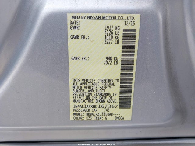 1N4AL3APXHC167362 Nissan Altima 2.5 Sl