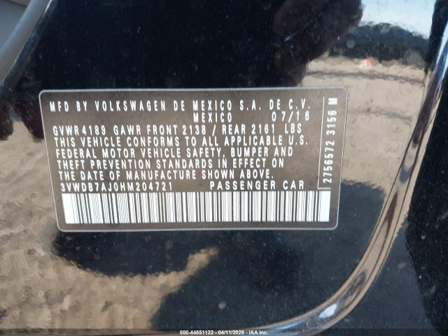 Продаж на аукціоні авто 2017 Volkswagen Jetta 1.4t Se, vin: 3VWDB7AJ0HM204721, номер лоту: 44851122