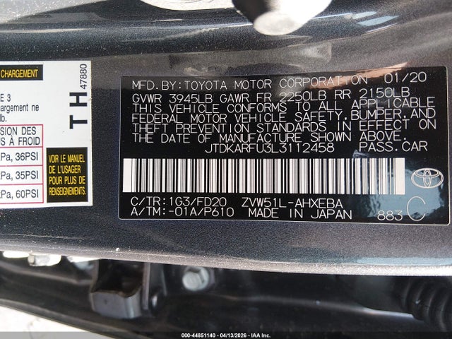 JTDKARFU3L3112458 Toyota Prius Le