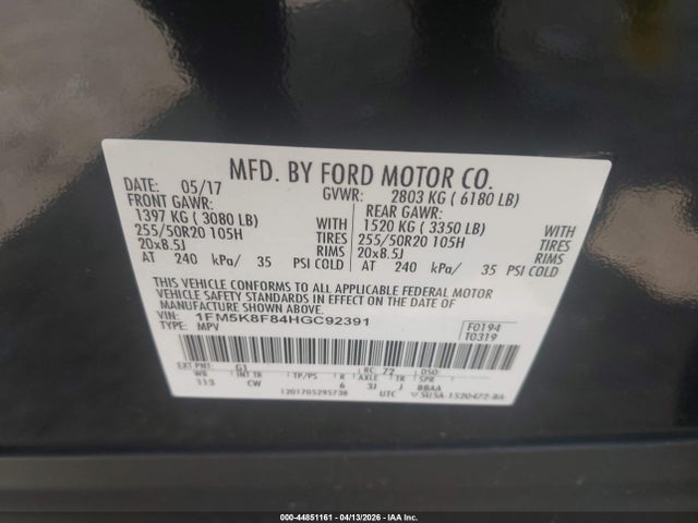 Aukcja sprzedaży 2017 Ford Explorer Limited, vin: 1FM5K8F84HGC92391, numer aukcji: 44851161