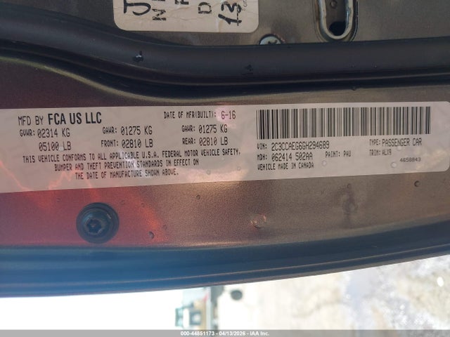 2016 Chrysler 300c მანქანა იყიდება აუქციონზე, vin: 2C3CCAEG6GH294689, აუქციონის ნომერი: 44851173