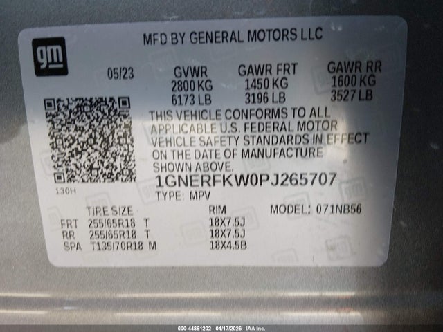 Aukcja sprzedaży 2023 Chevrolet Traverse Fwd Ls, vin: 1GNERFKW0PJ265707, numer aukcji: 44851202