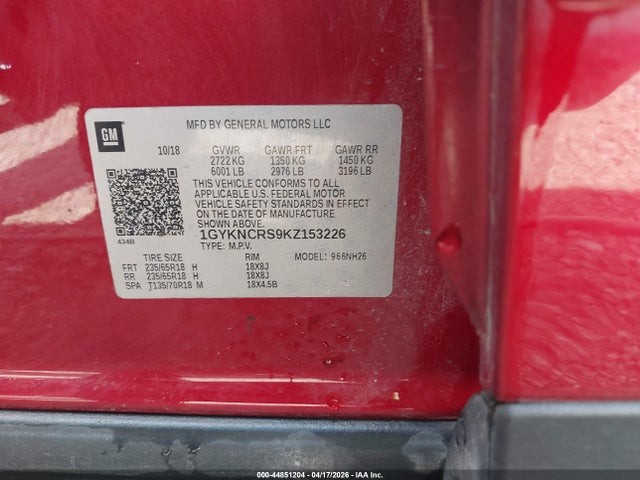 Продажа на аукционе авто 2019 Cadillac Xt5 Luxury, vin: 1GYKNCRS9KZ153226, номер лота: 44851204