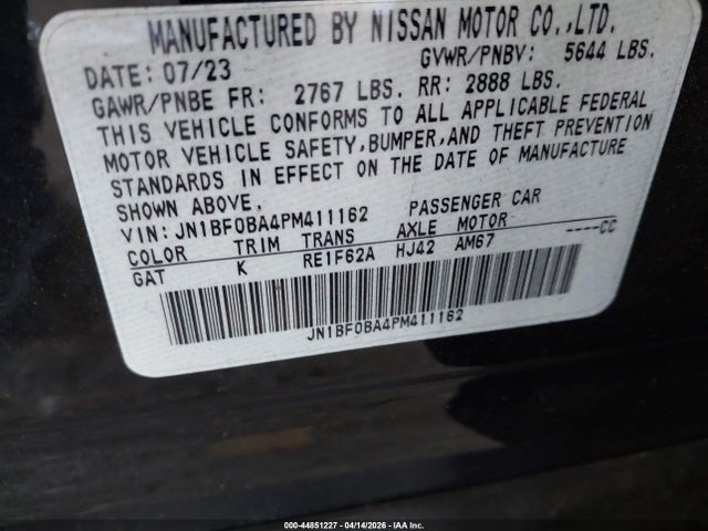 2023 Nissan Ariya Empower+ მანქანა იყიდება აუქციონზე, vin: JN1BF0BA4PM411162, აუქციონის ნომერი: 44851227