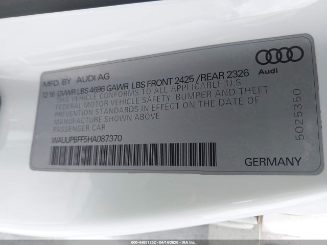 WAUUPBFF5HA087370 Audi A3 E-tron 1.4t Premium