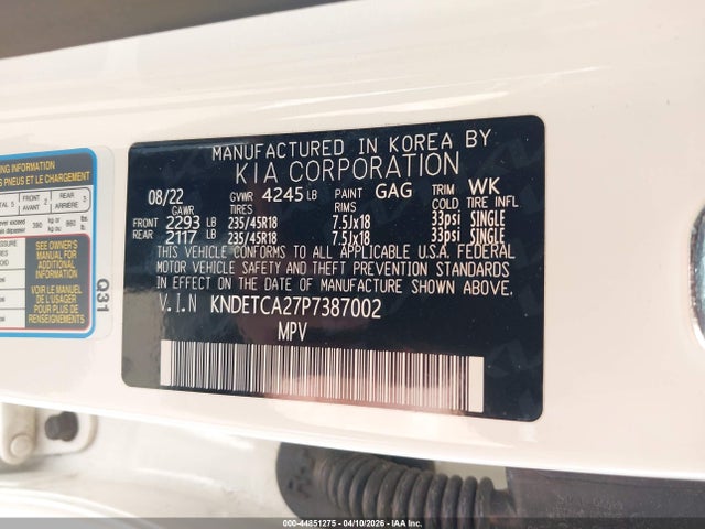 Продажа на аукционе авто 2023 Kia Seltos Sx Turbo, vin: KNDETCA27P7387002, номер лота: 44851275