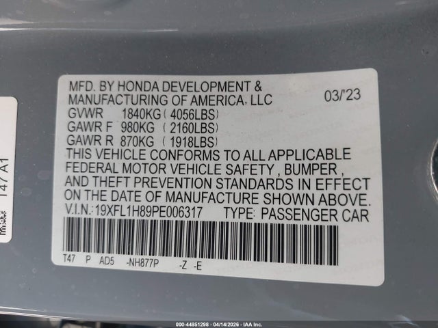19XFL1H89PE006317 Honda Civic Sport Touring