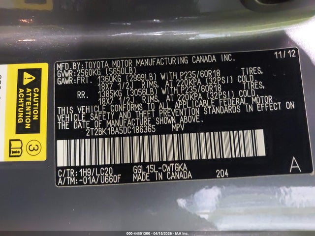 Продаж на аукціоні авто 2013 Lexus Rx 350, vin: 2T2BK1BA5DC186365, номер лоту: 44851300