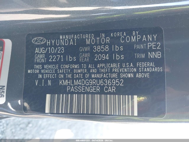 Продажа на аукционе авто 2024 Hyundai Elantra Sel, vin: KMHLM4DG9RU636952, номер лота: 44851331