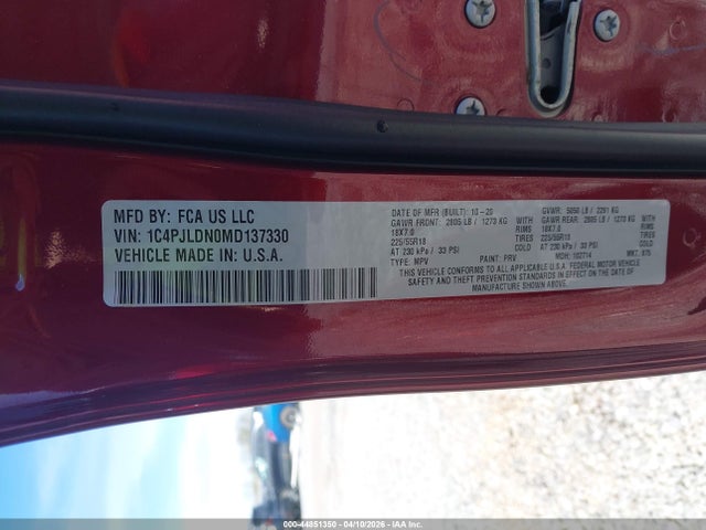 Aukcja sprzedaży 2021 Jeep Cherokee Limited Fwd, vin: 1C4PJLDN0MD137330, numer aukcji: 44851350