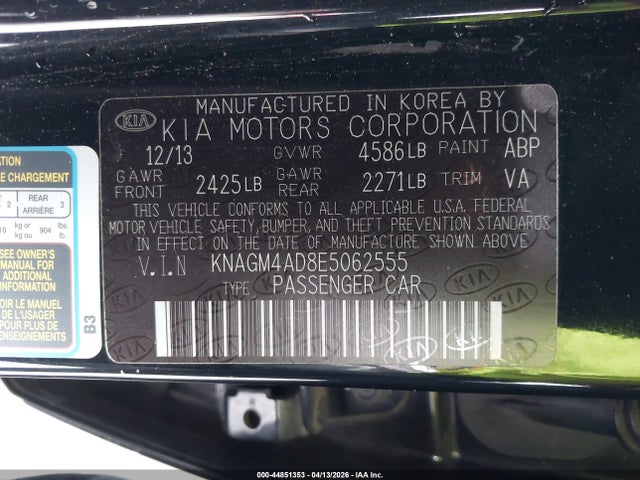 KIA Optima Hybrid Lx 2014 KNAGM4AD8E5062555 Image 9