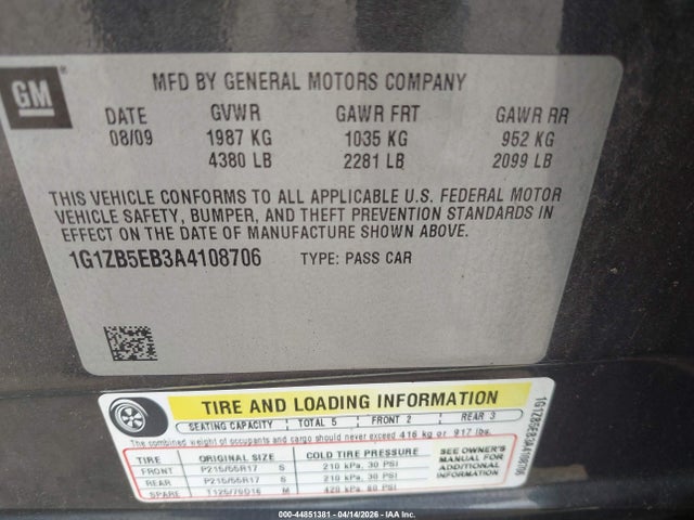 Продаж на аукціоні авто 2010 Chevrolet Malibu Ls, vin: 1G1ZB5EB3A4108706, номер лоту: 44851381