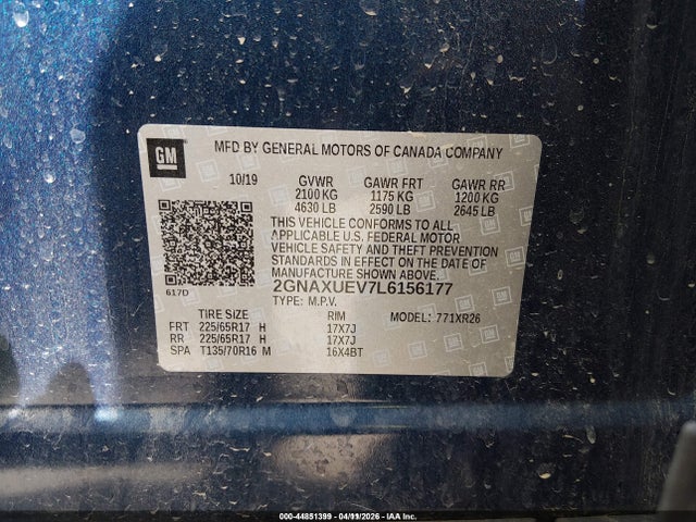 2020 CHEVROLET EQUINOX 2GNAXUEV7L6156177 Photo 8