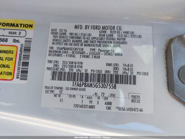 1FA6P8AM5G5307558 Ford Mustang V6