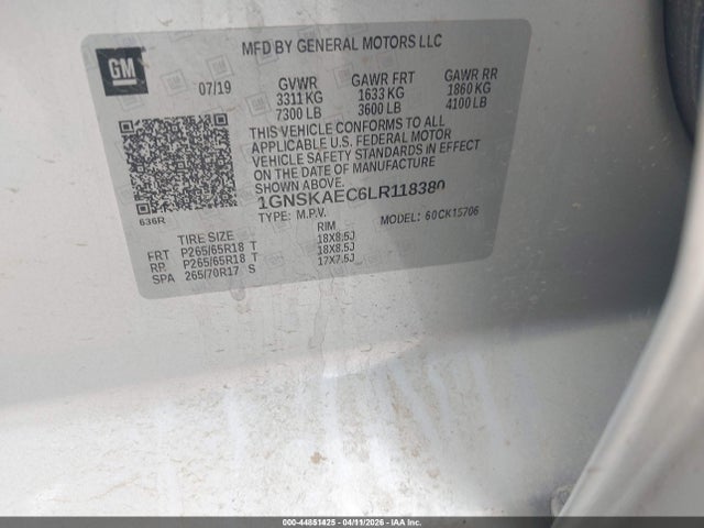 1GNSKAEC6LR118380 Chevrolet Tahoe 4wd Ls