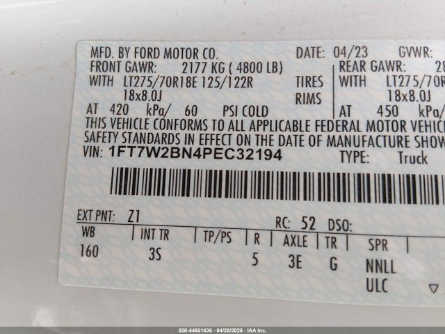 1FT7W2BN4PEC32194 Ford F-250 Xlt
