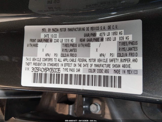 3MZBPACM6PM350035 Mazda Mazda3 2.5 S Preferred