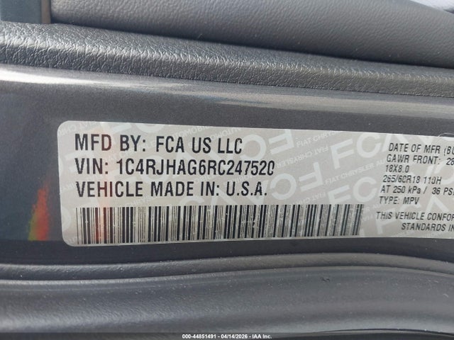 44851491 :رقم المزاد ، 1C4RJHAG6RC247520 vin ، 2024 Jeep Grand Cherokee Laredo X 4x4 مزاد بيع